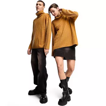 Джемпер Collusion Knitted Ribbed Oversized Rollneck, коричневато-оранжевый