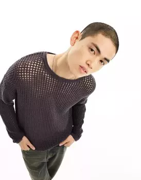 Джемпер Collusion Open Stitch Oversized, темно-коричневый