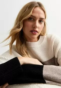 Джемпер COLOUR BLOCK SPLIT HEM New Look, коричневый