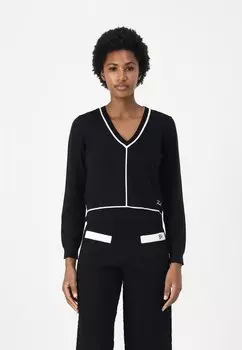 Джемпер CONTRAST PIPING V NECK SWEATER KARL LAGERFELD, черный