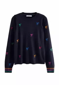 Джемпер CREW NECK EMBROIDERED Next, синий
