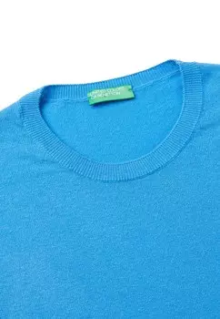 Джемпер CREWNECK PLAIN NECK CUFFS AND HEM United Colors of Benetton, синий