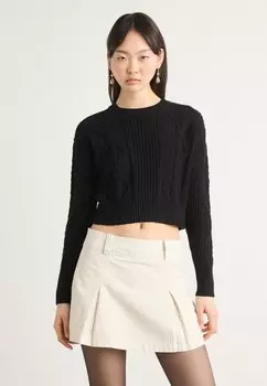 Джемпер CROPPED CABLE LONG SLEEVE DKNY, черный