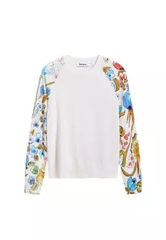 Джемпер Desigual с цветными рукавами, белый