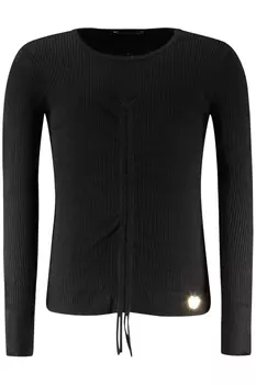 Джемпер детский Guess Jeans с круглым вырезом присборенная, черный