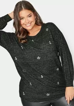 Джемпер DIAMANTE CLUSTER SOFT TOUCH Yours Clothing, серый