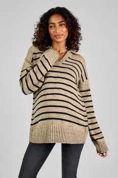 Джемпер для беременных и кормящих мам с полосатым воротником Jojo Maman Bb, черный