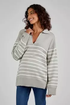 Джемпер для беременных и кормящих мам с полосатым воротником Jojo Maman Bb, серый