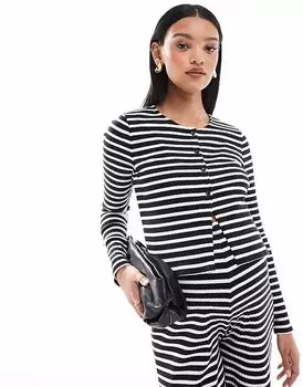 Джемпер для беременных Mamalicious Maternity из трикотажного кардигана на пуговицах в однотонную полоску