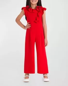 Джемпер для девочки с рюшами, размер 3T-10 Mama Luma, цвет Red