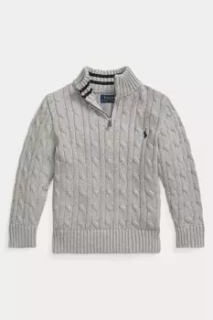 Джемпер для мальчиков с застежкой молнией на четверть, 100% хлопок Polo Ralph Lauren, серый