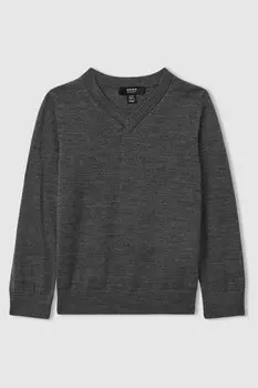 Джемпер Earl из мериносовой шерсти с V образным вырезом Reiss, серый