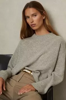 Джемпер Елена из шерсти и кашемира с круглым вырезом Reiss, серый