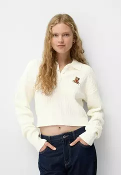 Джемпер EMBROIDERED Bershka, белый