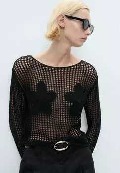 Джемпер EMBROIDERED Mango, черный