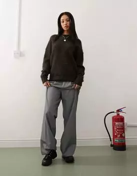 Джемпер Eneka премиум-класса из смеси мохера и шерсти темно-коричневого меланжа Weekday