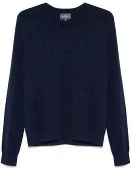 Джемпер Eric Bompard с V-образным вырезом и рукавами-молотками, синий