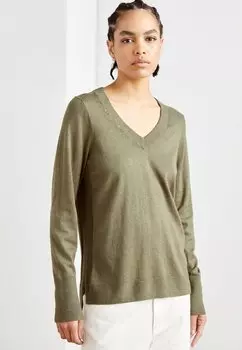 Джемпер Esprit V Neck, зеленый хаки