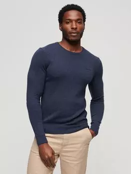 Джемпер Essential из смесовой шерсти с круглым вырезом Superdry, ярко-синий меланж