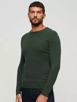Джемпер Essential из смесовой шерсти с круглым вырезом Superdry, излишки оливкового товара