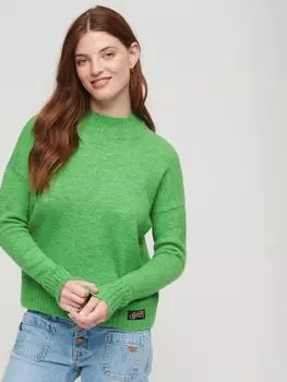 Джемпер Essential с воротником-стойкой Superdry, падение, удар, зеленый