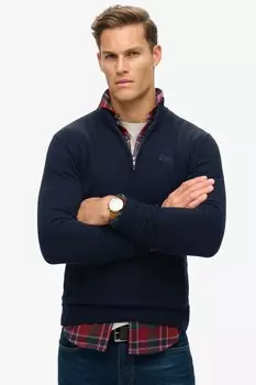 Джемпер Essential с вышивкой и застежкой молнией на половину длины Superdry, синий