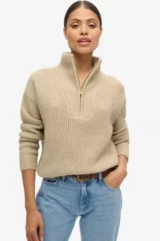 Джемпер Essential с застежкой молнией на половину длины Superdry, коричневый