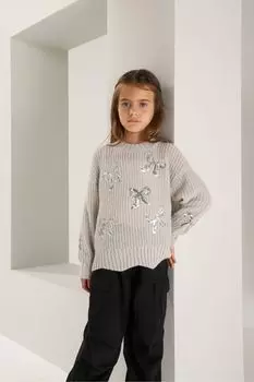 Джемпер Esther с бантом и пайетками Angel & Rocket, серебряный