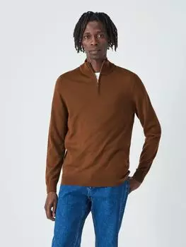 Джемпер Extra Fine из шерсти мериноса с полумолнией John Lewis, табак
