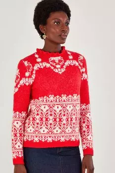 Джемпер Fabe с узором Fairisle Monsoon, красный