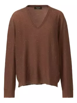 Джемпер Fabiana Filippi с V-образным вырезом, украшенный пайетками, коричневый