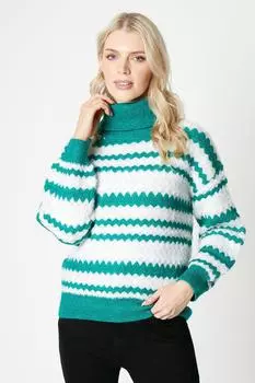 Джемпер Fairisle с высоким воротником и воротником-стойкой Debenhams, зеленый