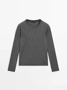 Джемпер фактурной вязки из фетра Massimo Dutti, серый