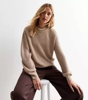 Джемпер фактурной вязки New Look, светло-коричневый