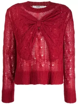 Джемпер фактурной вязки с бантом b+ab, красный