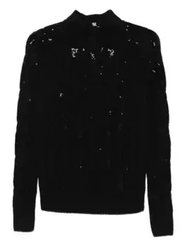 Джемпер фактурной вязки с пайетками Ermanno Scervino, черный