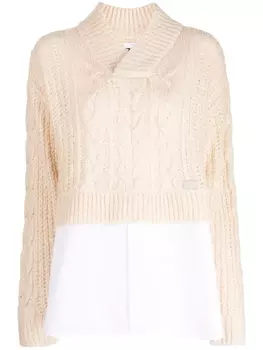 Джемпер фактурной вязки с V-образным вырезом izzue, бежевый