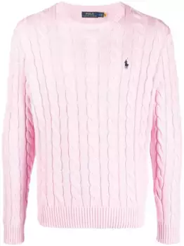 Джемпер фактурной вязки с вышитым логотипом POLO RALPH LAUREN, розовый