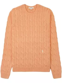 Джемпер фактурной вязки с вышитым логотипом Sporty & Rich, оранжевый