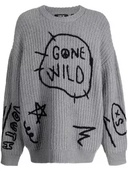 Джемпер фактурной вязки с вышивкой FIVE CM, серый