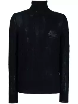 Джемпер фактурной вязки с высоким воротником ETRO, синий