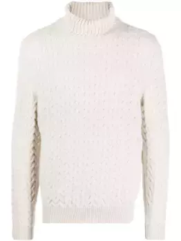 Джемпер фактурной вязки с высоким воротником Fedeli, нейтральный