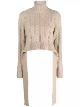 Джемпер фактурной вязки с высоким воротником MM6 Maison Margiela, нейтральный