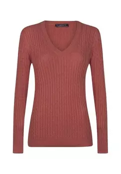 Джемпер FINE CABLE V-NECK Felix Hardy, цвет Mottled Red