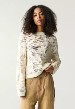Джемпер FLORAL OPENWORK PULL&BEAR, бежевый