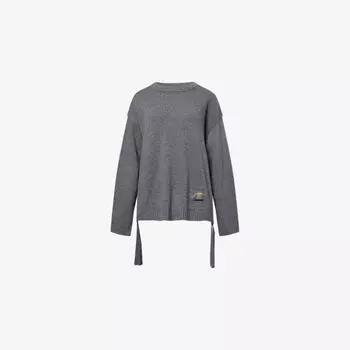 Джемпер Ganni с нашивкой бренда, серый