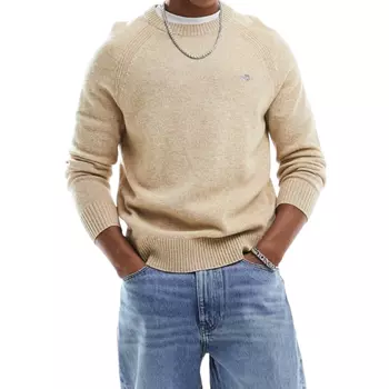 Джемпер Gant Shield Logo Raglan Bicolored Lambswool Mix Knit, бежевый