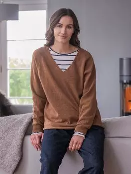 Джемпер Geelong из шерсти с напуском и V-образным вырезом Celtic & Co., ржавчина