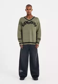 Джемпер GOTH DRAG V NECK Ed Hardy, зеленый