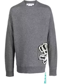 Джемпер Graffiti крупной вязки OFF-WHITE, серый